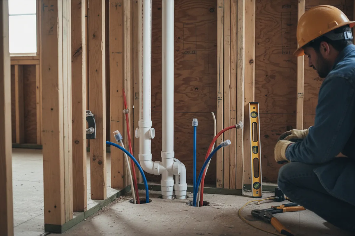 Drain and supply rough-in during Drain Cleaning in Arcadia